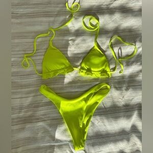 Lime Green String Bikini top and bottom